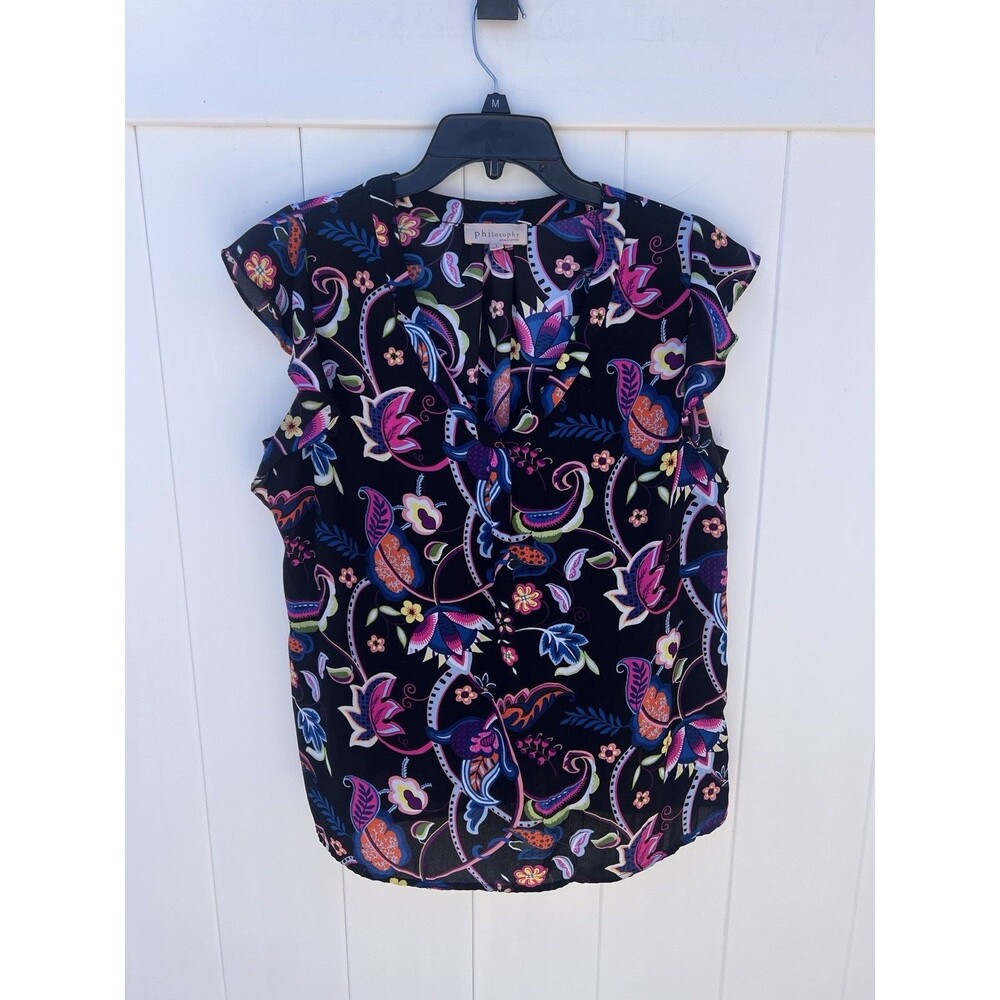 Philosophy Floral Blouse Sleeveless Top Sz Medium Colorful Lightweight